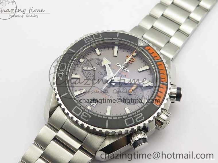 0218 Planet Ocean Master Chrono SS OM 1:1 Best Edition Gray Dial On SS Bracelet A9900 V Efficient 8116